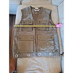 Vintage Military Gear Vest Olive Green Color Size Large Canvas Pockets
